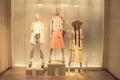 POLAND, TORUN - March 1, 2020: Three female mannequins in store window show spring summer clothing collection
