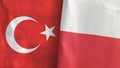 Poland and Turkey two flags textile cloth 3D rendering