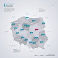 Poland vector map with infographic elements, pointer marks
