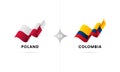 Poland versus Colombia. Football. Vector illustration.
