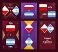 Poland vs Argentina Match. World Football 2022 vertical and square banner set for social media. 2022 Football infographic. Group