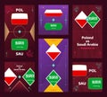 Poland vs Saudi Arabia Match. World Football 2022 vertical and square banner set for social media. 2022 Football infographic.