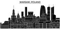Poland, Warsaw architecture vector city skyline, travel cityscape with landmarks, buildings, isolated sights on Royalty Free Stock Photo