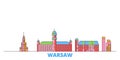 Poland, Warsaw City line cityscape, flat vector. Travel city landmark, oultine illustration, line world icons