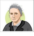 Poland, Warsaw, USA November 7, 1932 Marie Curie . vector sketch portrait illustration