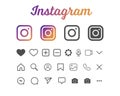 POLAND, WROCLAW - JULY 21, 2022: A set of interface icons of the Instagram social network - home page, camera, comment, search,