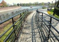 Poland, Wroclaw, pedestrian crossing from the Tumsky bridge to the boulevard Royalty Free Stock Photo