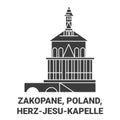 Poland, Zakopane, Herzjesukapelle travel landmark vector illustration Royalty Free Stock Photo