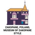 Poland, Zakopane, Museum Of Zakopane Style travel landmark vector illustration