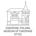 Poland, Zakopane, Museum Of Zakopane Style travel landmark vector illustration