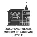 Poland, Zakopane, Museum Of Zakopane Style travel landmark vector illustration