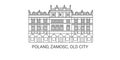 Poland, Zamosc, Old City, travel landmark vector illustration