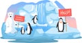 Polar animals ask for help during global warming. Iceberg with flowing water, melting glaciers Royalty Free Stock Photo