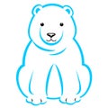 Polar Bear Blue Outline