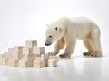 Polar bear is on the bullding blocks  Made With Generative AI illustration Royalty Free Stock Photo