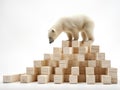 Polar bear is on the bullding blocks  Made With Generative AI illustration Royalty Free Stock Photo
