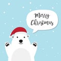 Polar bear cartoon character. Flat design Vector illustration for Merry Christmas and Happy New Year invitation card. Royalty Free Stock Photo