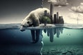 polar bear in a climate change global warning abstract illustration generative ai