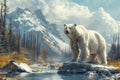 A polar bear confidently stands on a rock in its natural habitat Royalty Free Stock Photo