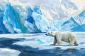Polar Bear Crossing Ice Floe. Generative AI Royalty Free Stock Photo