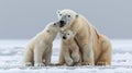 Polar bear with cub kiss.
