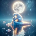Polar Bear And Cub On Melting Iceberg Royalty Free Stock Photo