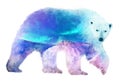 Polar bear double exposure illustration