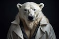 Polar bear dressed portrait. Generate ai