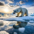 Polar bear on drift ice edge with snow and water in Norway sea. White animal in the nature habitat Europe Royalty Free Stock Photo