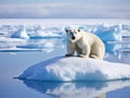 Polar bear on drift ice edge with snow and water in sea. White animal in the nature habitat north Europe Svalbard Royalty Free Stock Photo
