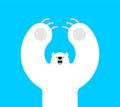 Polar bear evil isolated cartoon style. Wild predator. big white bear attacks