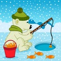 Polar bear on fishing