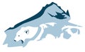 Polar bear head and mountains Royalty Free Stock Photo