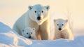 Polar bear with her baby. Melting iceberg and global warming Royalty Free Stock Photo