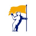 Polar Bear Holding Flag Waving Mascot