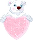 Polar Bear Holding Heart Shape Sign Royalty Free Stock Photo