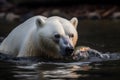 Polar bear hunting in water, Generative AI