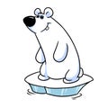 Polar bear ice floe animal character cartoon illustration Royalty Free Stock Photo