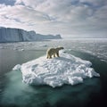 Polar bear on a ice floe in Arctic, resembling environmental change.