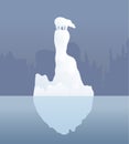 Polar bear on an ice floe. climate change, Vector illustration