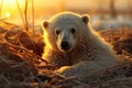 Polar bear on ice floe. Melting iceberg and global warming. Climate change. Royalty Free Stock Photo