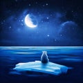 Polar bear on ice floe. Melting iceberg and global warming Royalty Free Stock Photo