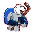 Polar bear ice hockey mascot