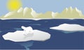 A polar bear on an iceberg rounded by the melting ocean, symbol of climate change or global warming Royalty Free Stock Photo