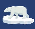 Polar bear. Illustration of a polar bear standing on an ice floe, side view. Flat style. Royalty Free Stock Photo