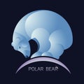 Abstract polar bear. Minimalist style. Blue vector background.