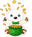 Polar Bear juggles gold coins Royalty Free Stock Photo