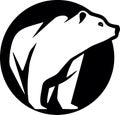 Polar bear logo ina circle logo in black and white Royalty Free Stock Photo