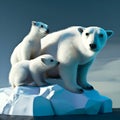 Polar Bear mother and cubs