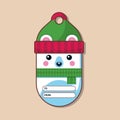 Polar bear. Name tag for a gift. Christmas character in a flat style. Vector illustration